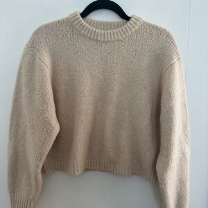 Cozy Cropped Cream Sweater